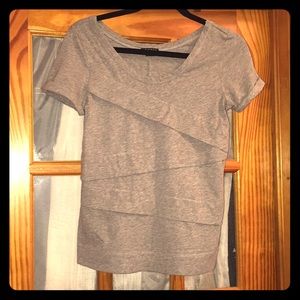 Theory Heather Grey Diagonal Pleat T-Shirt, Size M